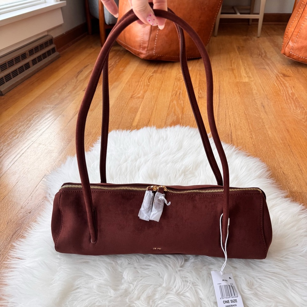 JW PEI Nova Baguette Shoulder Bag Brown Faux Suede NWT - Picture 6 of 14
